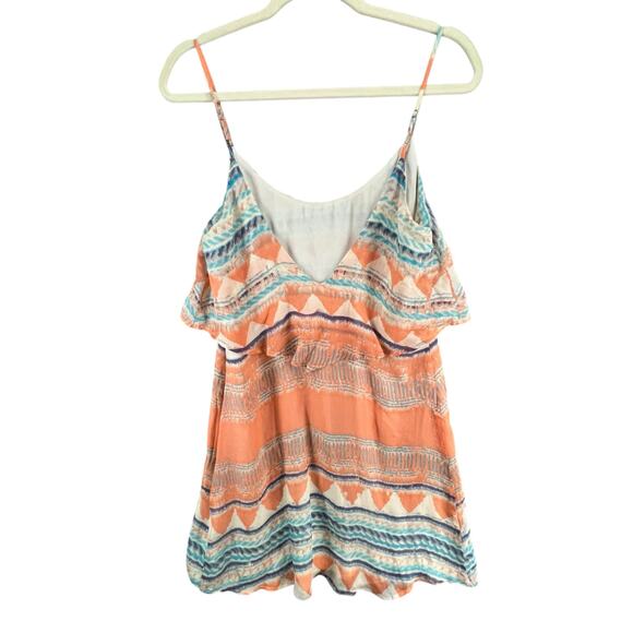 Charlie Jade Mila Dress XS Coral Aztec Silk Spaghetti Strap Layered Boho Chic - Picture 4 of 11